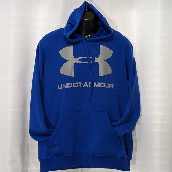'Under Armour' Men's Rival Fleece Big Logo Hoodie - Versa Blue  Size  XL NWT - Picture 2 of 9